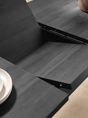 Black Bronx Oak Effect Rectangle 6 to 8 Seater Extending Dining Table - Image 12 of 12