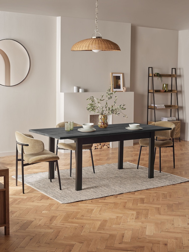 Black Bronx Oak Effect Rectangle 6 to 8 Seater Extending Dining Table - Image 2 of 9