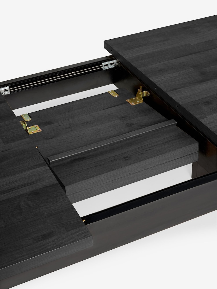 Black Bronx Oak Effect Rectangle 6 to 8 Seater Extending Dining Table - Image 9 of 9