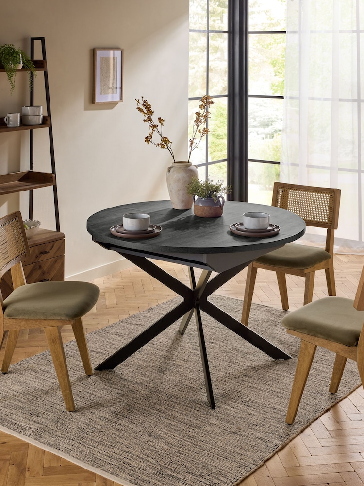 Black Bronx 4 to 6 Seater Extending Round Dining Table - Image 2 of 9
