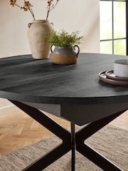 Black Bronx 4 to 6 Seater Extending Round Dining Table - Image 5 of 9