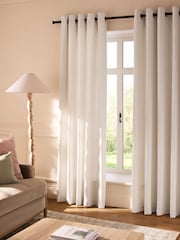 Natural Linen Blend Eyelet Lined Curtains - Image 1 of 5