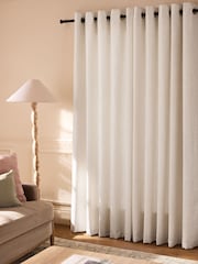 Natural Linen Blend Eyelet Lined Curtains - Image 2 of 5