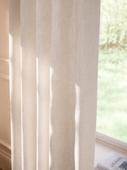 Natural Linen Blend Eyelet Lined Curtains - Image 3 of 5