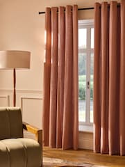 Rust Brown Linen Blend Eyelet Lined Curtains - Image 1 of 5