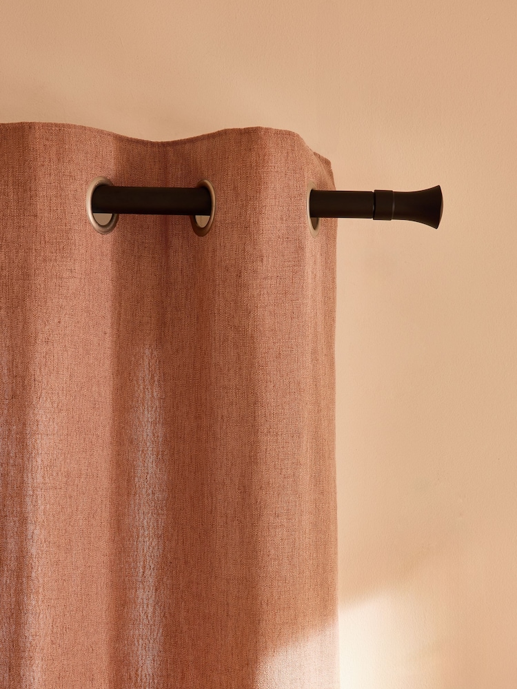 Rust Brown Linen Blend Eyelet Lined Curtains - Image 4 of 5