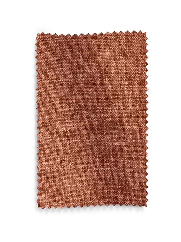 Rust Brown Linen Blend Eyelet Lined Curtains - Image 5 of 5