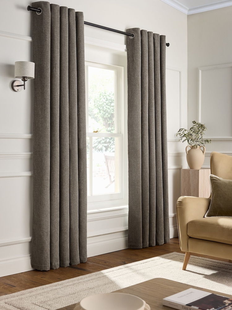 Cortinas premium forradas com ilhós pesados de chenille - Imagem 1 de 5
