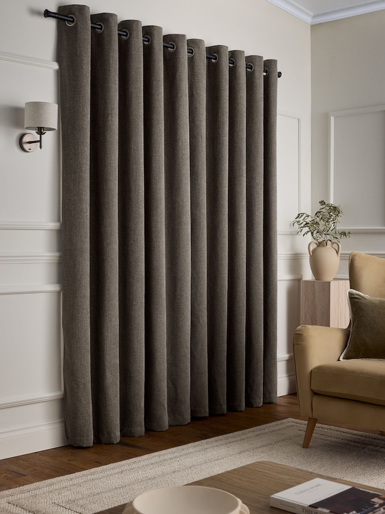 Cortinas premium forradas com ilhós pesados de chenille - Imagem 2 de 5