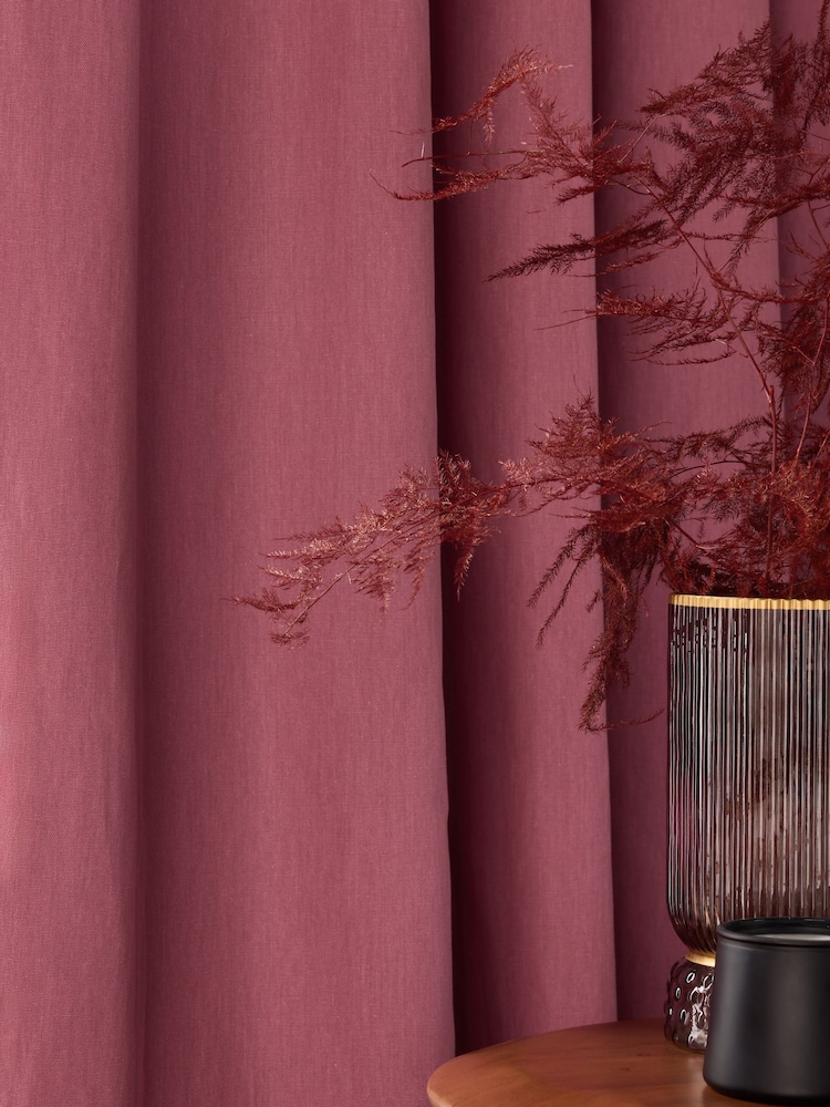 Pink Magenta Blackout/Thermal Cotton Eyelet Curtains - Image 7 of 8