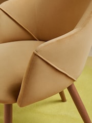 MADE.COM Set of 2 Soft Caramel Natural Velvet and Dark Legs Lule Arm Dining Chairs - Image 2 of 5