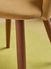 MADE.COM Set of 2 Soft Caramel Natural Velvet and Dark Legs Lule Arm Dining Chairs - Image 3 of 5