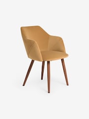 MADE.COM Set of 2 Soft Caramel Natural Velvet and Dark Legs Lule Arm Dining Chairs - Image 4 of 5