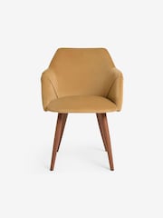 MADE.COM Set of 2 Soft Caramel Natural Velvet and Dark Legs Lule Arm Dining Chairs - Image 5 of 5