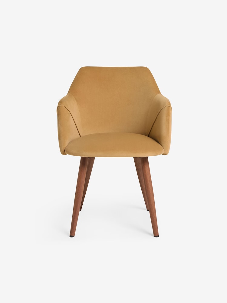MADE.COM Set of 2 Soft Caramel Natural Velvet and Dark Legs Lule Arm Dining Chairs - Image 5 of 5
