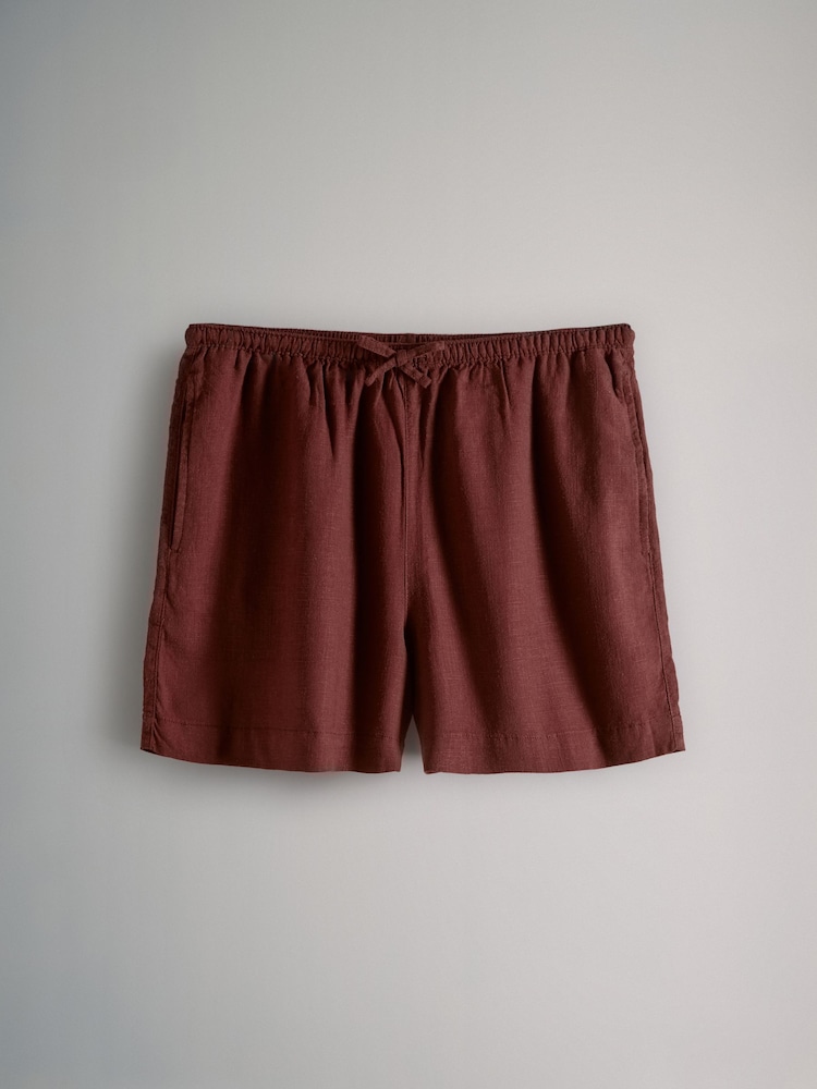 The Set Black/Brown/Ecru Stripe 2 Pack Pull On Shorts with Linen - Image 9 of 11