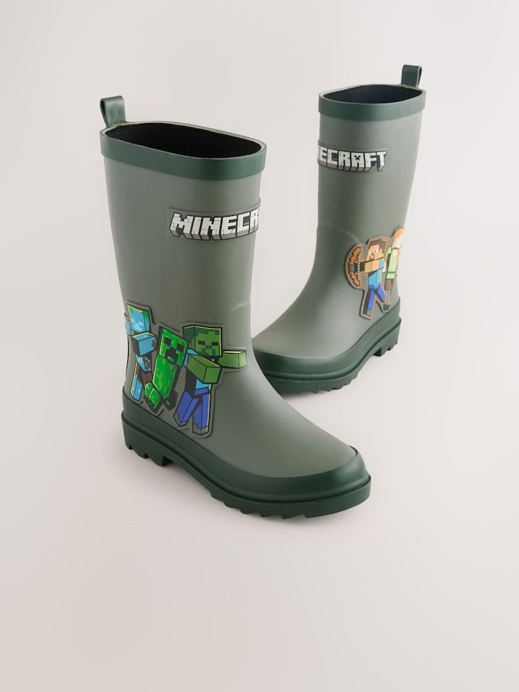 Khaki Green Minecraft Rubber Wellies - Image 1 of 5