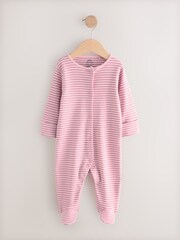 Pink Striped Full Length 100% Cotton Sleepsuit - Image 1 of 4