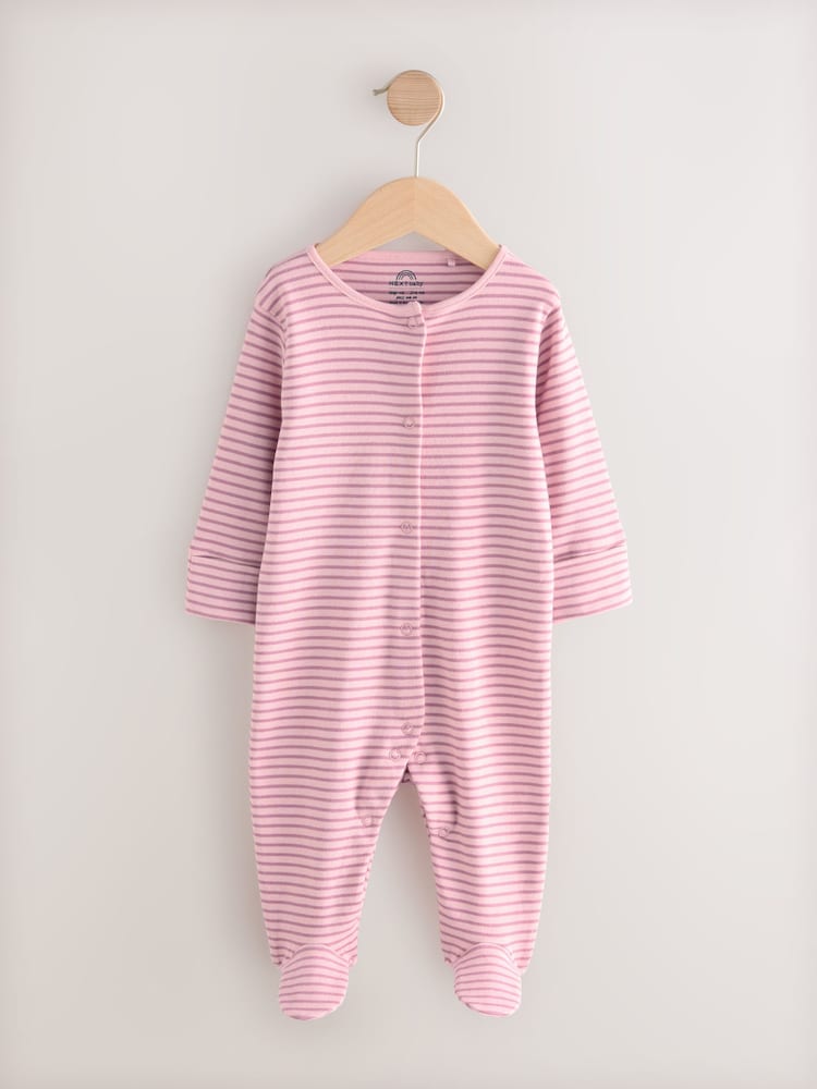 Pink Striped Full Length 100% Cotton Sleepsuit - Image 1 of 4