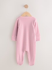 Pink Striped Full Length 100% Cotton Sleepsuit - Image 2 of 4