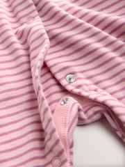 Pink Striped Full Length 100% Cotton Sleepsuit - Image 3 of 4