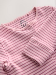 Pink Striped Full Length 100% Cotton Sleepsuit - Image 4 of 4