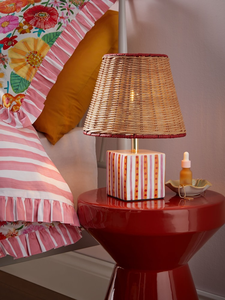 Lucy Tiffney Orange/Pink Ceramic Table Lamp - Image 1 of 4