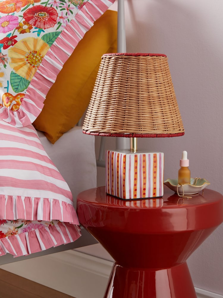 Lucy Tiffney Orange/Pink Ceramic Table Lamp - Image 2 of 4