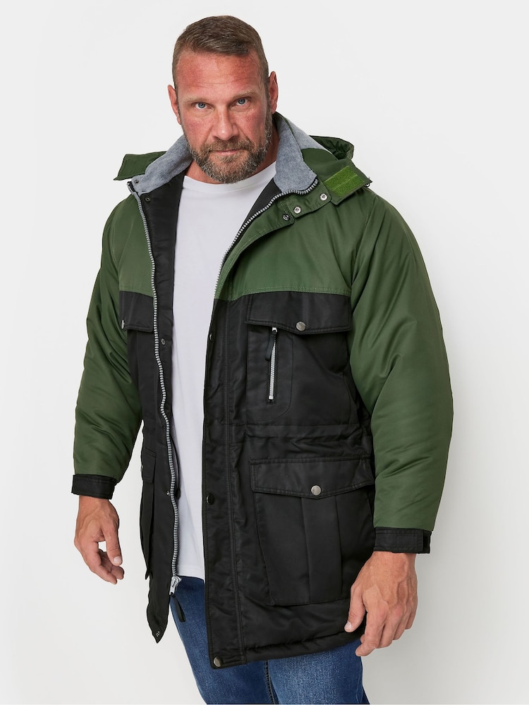 BadRhino Big & Tall Green Fleece Lined Hooded Coat - Image 1 of 4
