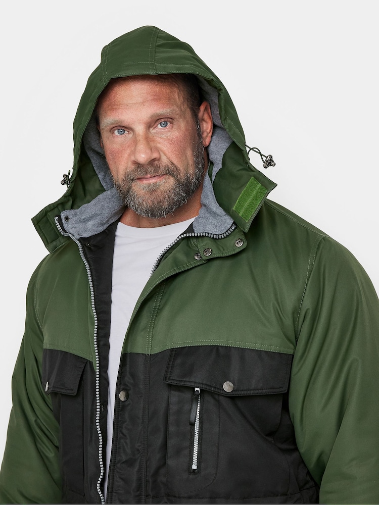 BadRhino Big & Tall Green Fleece Lined Hooded Coat - Image 2 of 4