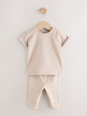 Rust Brown 2 Piece Short Sleeve Top And Leggings Set - Image 1 of 4