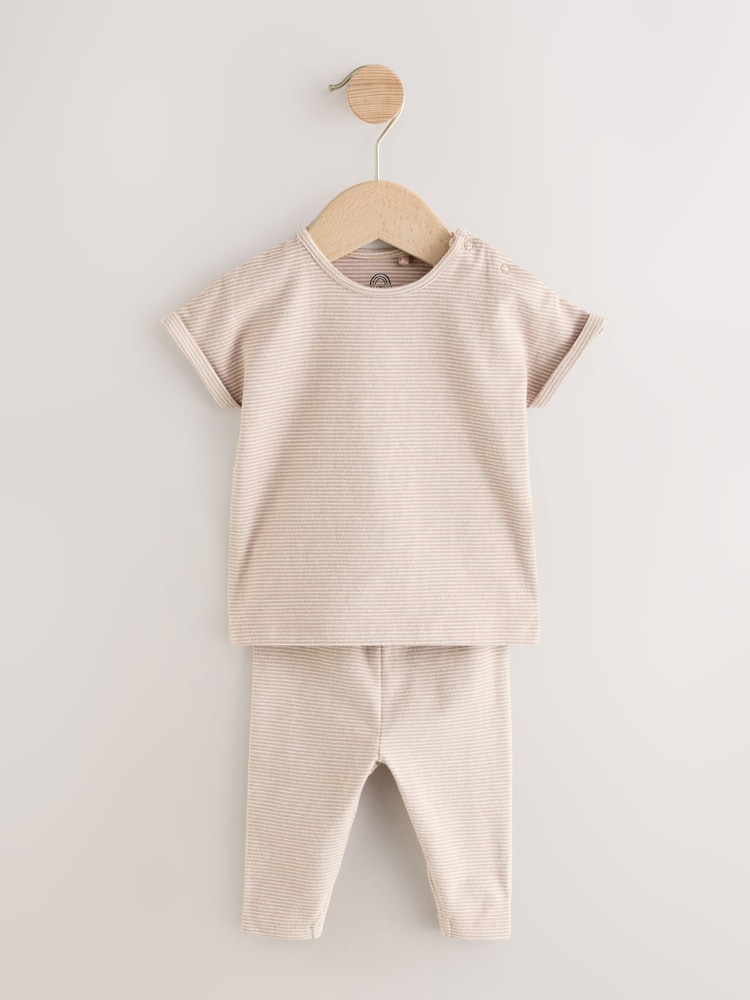 Rust Brown 2 Piece Short Sleeve Top And Leggings Set - Image 1 of 4