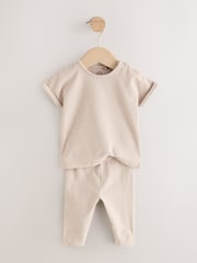 Rust Brown 2 Piece Short Sleeve Top And Leggings Set - Image 2 of 4