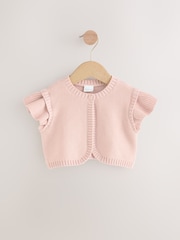 Pink Girls Knitted 100% Cotton Tank Cardigan - Image 1 of 3