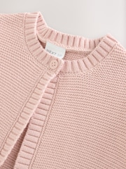 Pink Girls Knitted 100% Cotton Tank Cardigan - Image 2 of 3