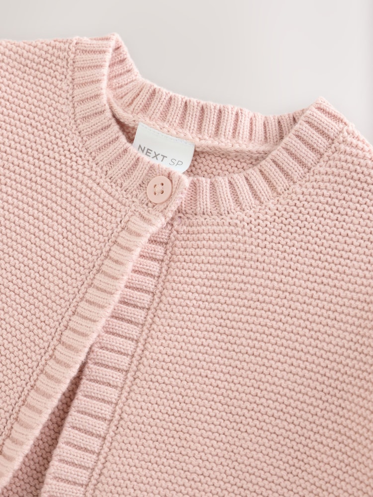 Pink Girls Knitted 100% Cotton Tank Cardigan - Image 2 of 3