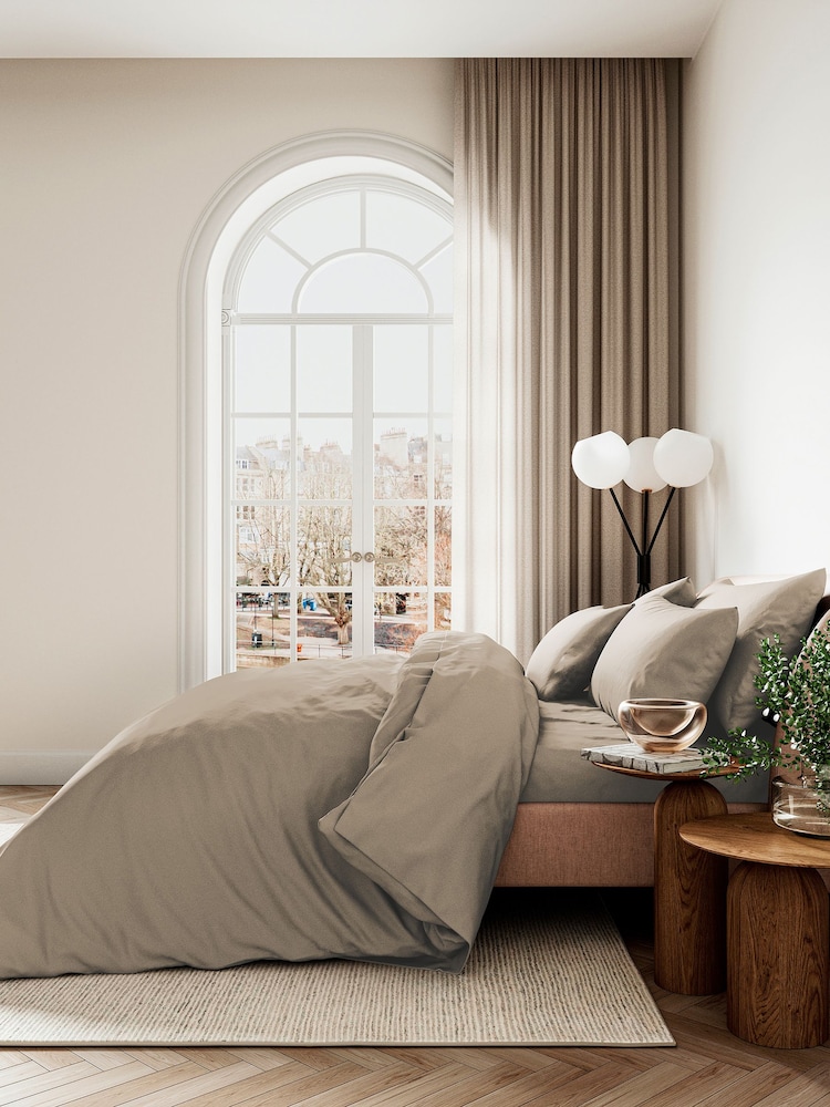 Bedeck of Belfast Truffle 400 Thread Cound 100% Cotton Sateen Fitted Sheet - Image 1 of 2