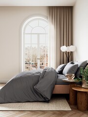 Bedeck of Belfast Charcoal 400 Thread Cound 100% Cotton Sateen Fitted Sheet - Image 1 of 2