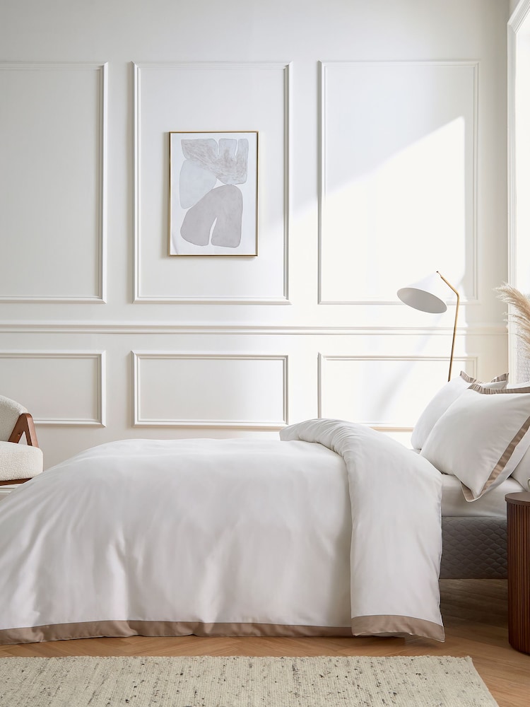 Bedeck of Belfast Truffle Chalk Olenna 100% Cotton Duvet Cover and Pillowcase Set - Image 1 of 4 Bedeck of Belfast Truffle Chalk Olenna 100% Cotton Duvet Cover and Pillowcase Set - Image 1 of 4