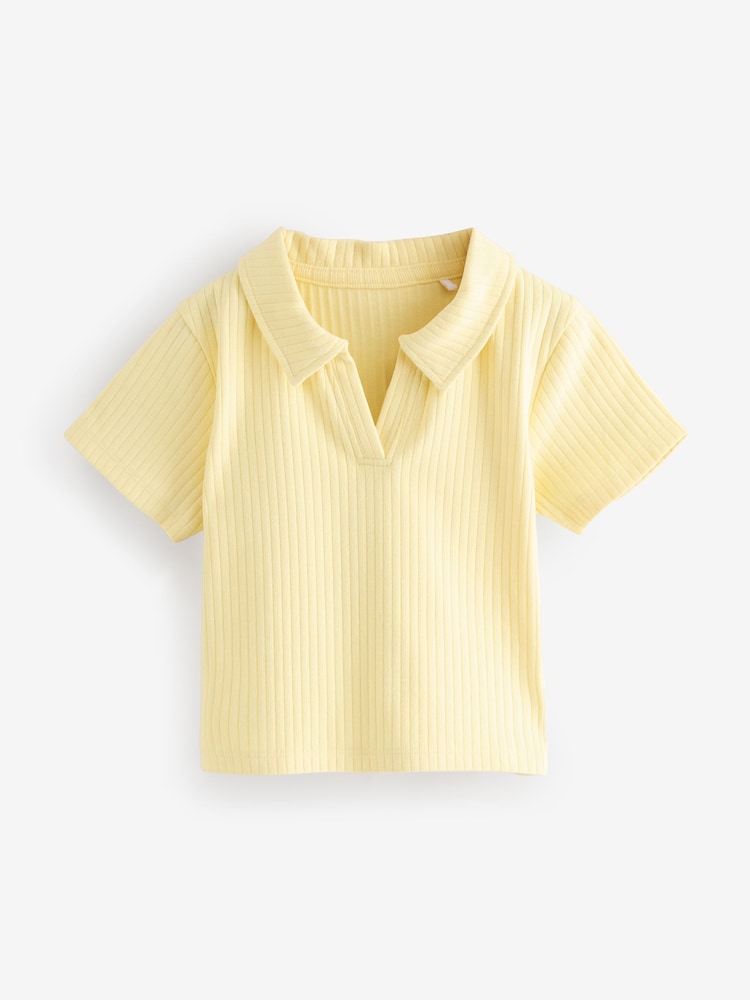 Yellow Ribbed Collar T-Shirt - Image 1 of 1
