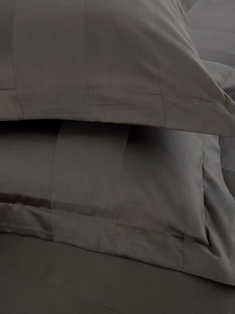 Bedeck of Belfast Charcoal Serra Dobby 100% Cotton Duvet Cover and Pillowcase Set - Image 2 of 4 Bedeck of Belfast Charcoal Serra Dobby 100% Cotton Duvet Cover and Pillowcase Set - Image 2 of 4
