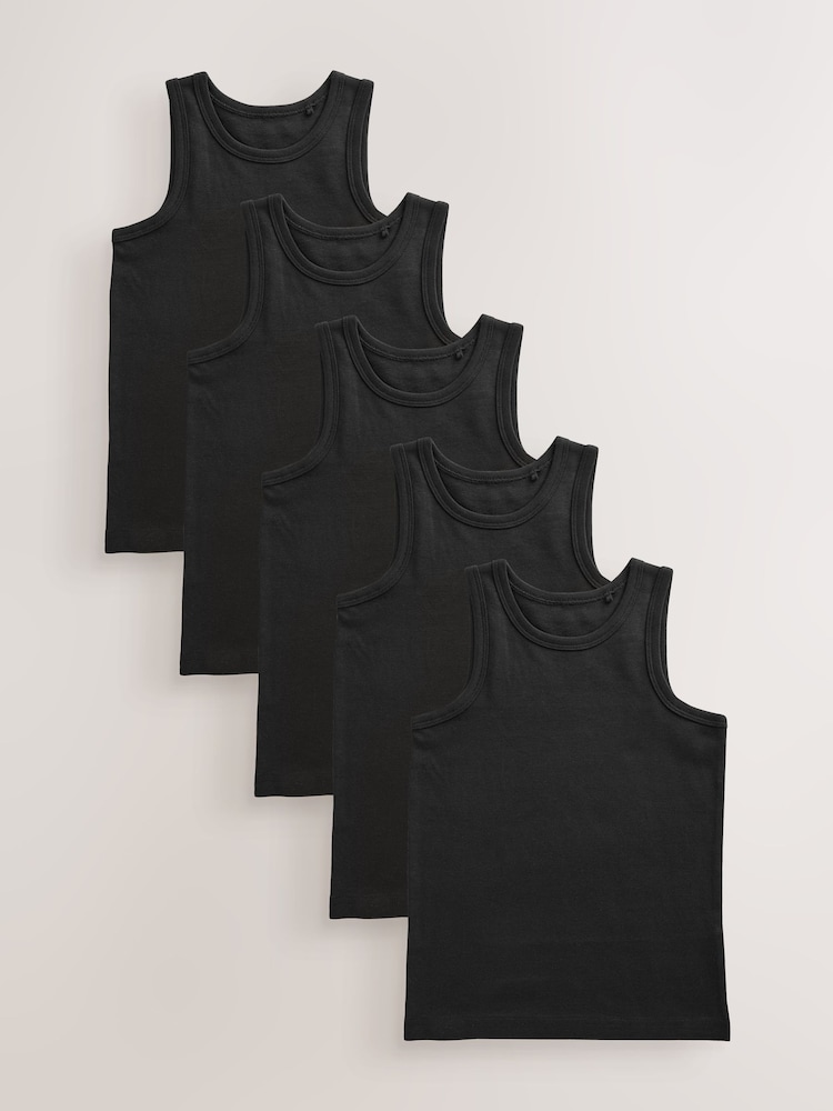 Black Vests 5 Pack (1.5-16yrs) - Image 1 of 5