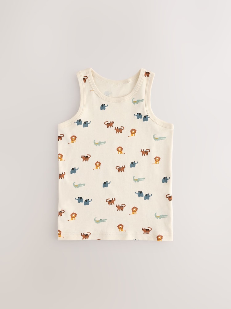 Mini Safari Print 100% Cotton Vests 5 Pack (1.5-8yrs) - Image 4 of 9