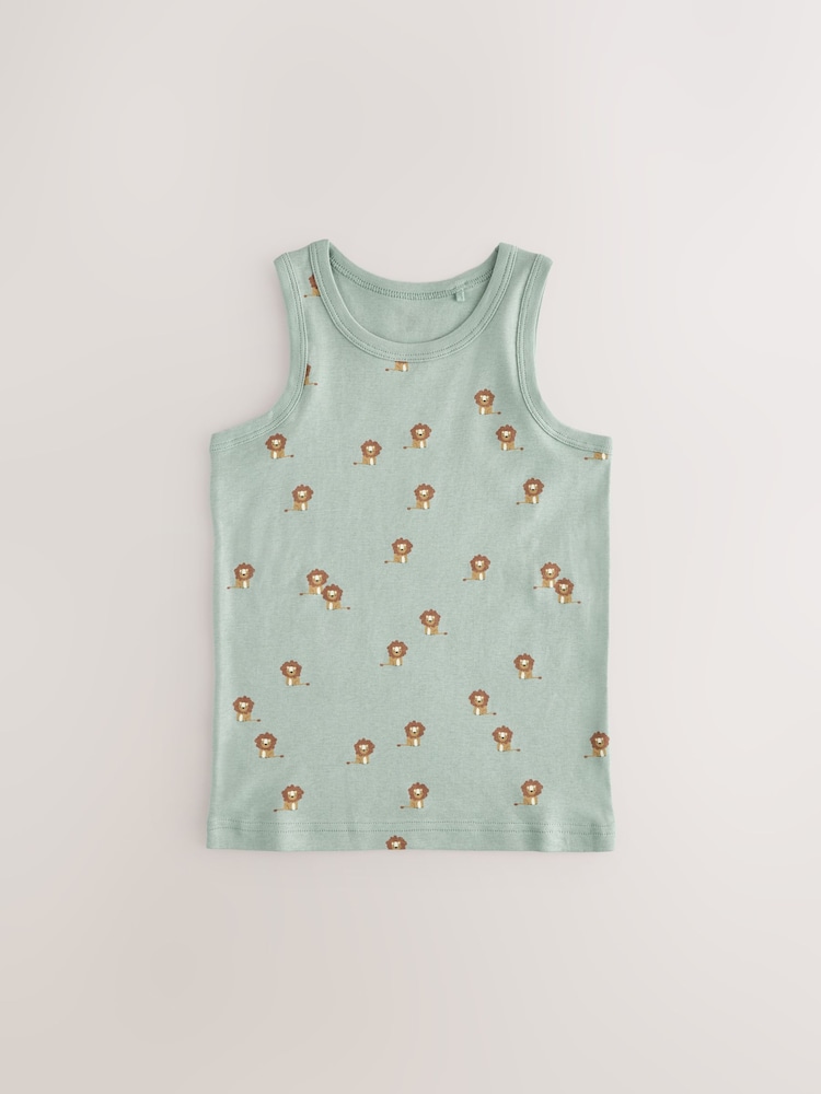 Mini Safari Print 100% Cotton Vests 5 Pack (1.5-8yrs) - Image 6 of 9