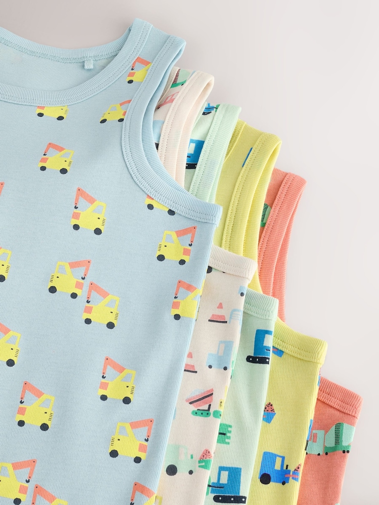 Bright Vehicles 100% Cotton Vests 5 Pack (1.5-8yrs) - Image 8 of 9