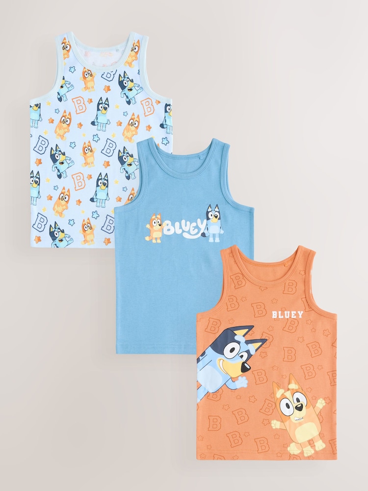 Blue 100% Cotton Vests 3 pack (1.5-8yrs) - Image 1 of 7