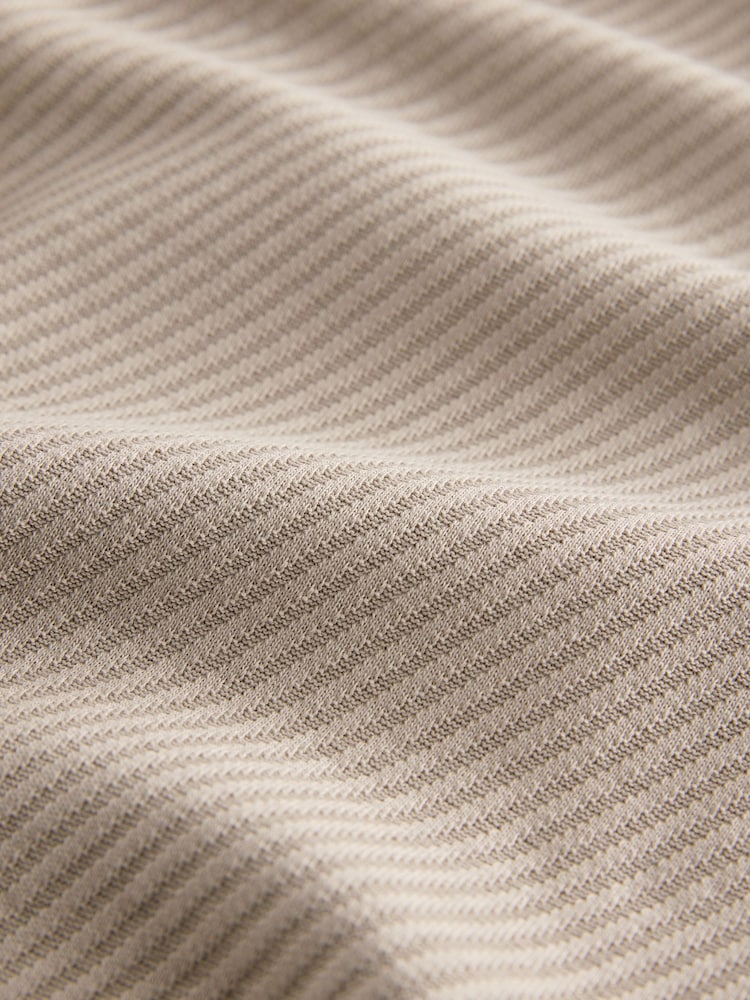 Neutral Slim Fit Textured Diagonal Jersey 100% Cotton Shirt - Image 8 of 9