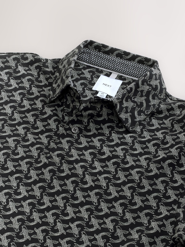 Zwart met vissen - Poloshirt met korte mouwen en print - Image 7 of 8