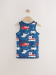 Red/Blue Emergency Vehicles 100% Cotton Vests 3 Pack (1.5-10yrs) - Image 2 of 7