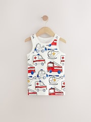 Red/Blue Emergency Vehicles 100% Cotton Vests 3 Pack (1.5-10yrs) - Image 3 of 7